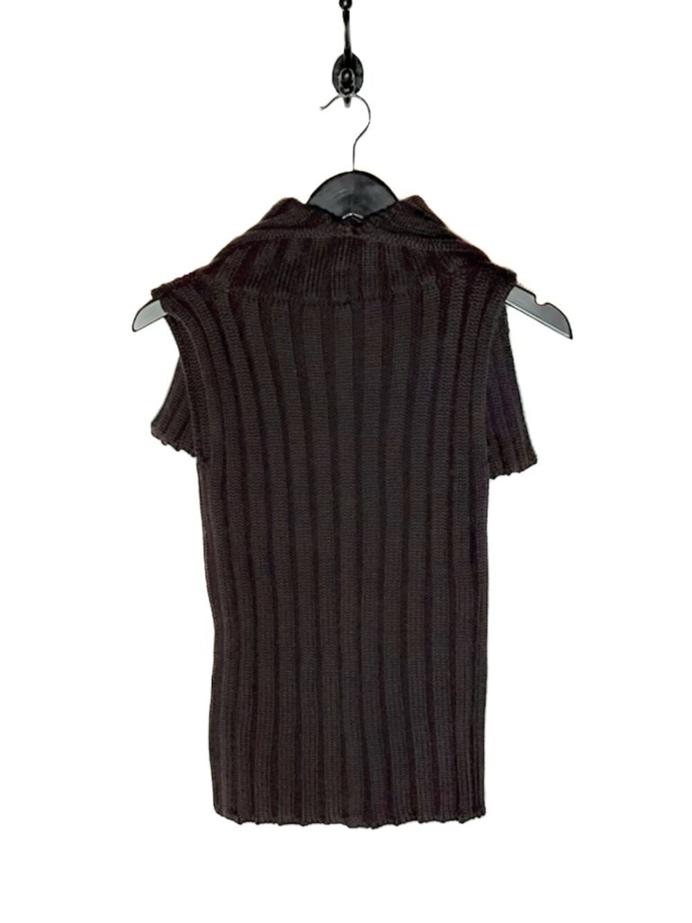 Dolce & Gabbana Brown Sleeveless Oversized Collar Knit Top